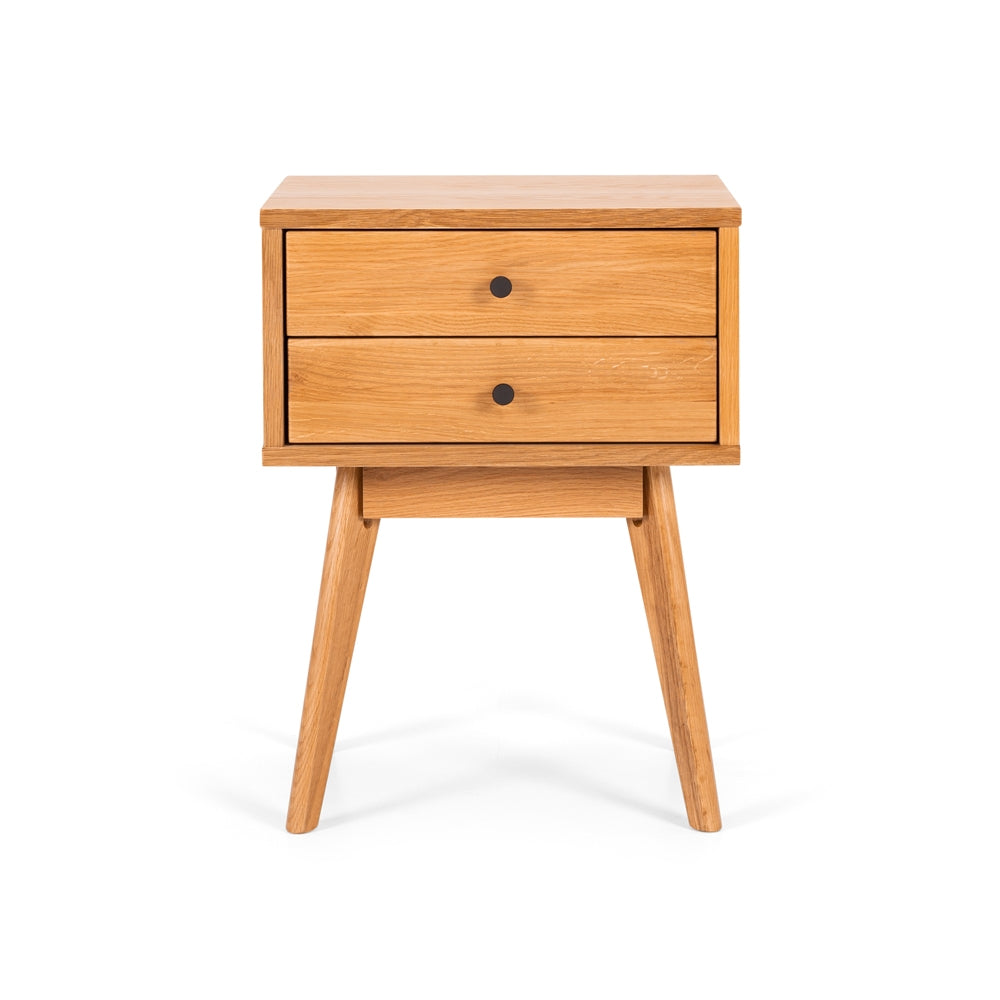 RADIUS OAK 2 DRAWER SIDE TABLE
