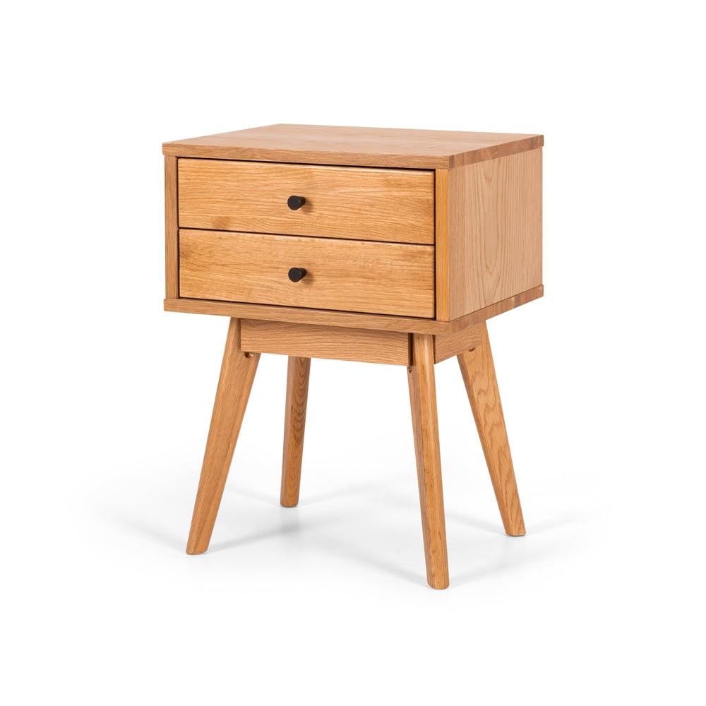 RADIUS OAK 2 DRAWER SIDE TABLE