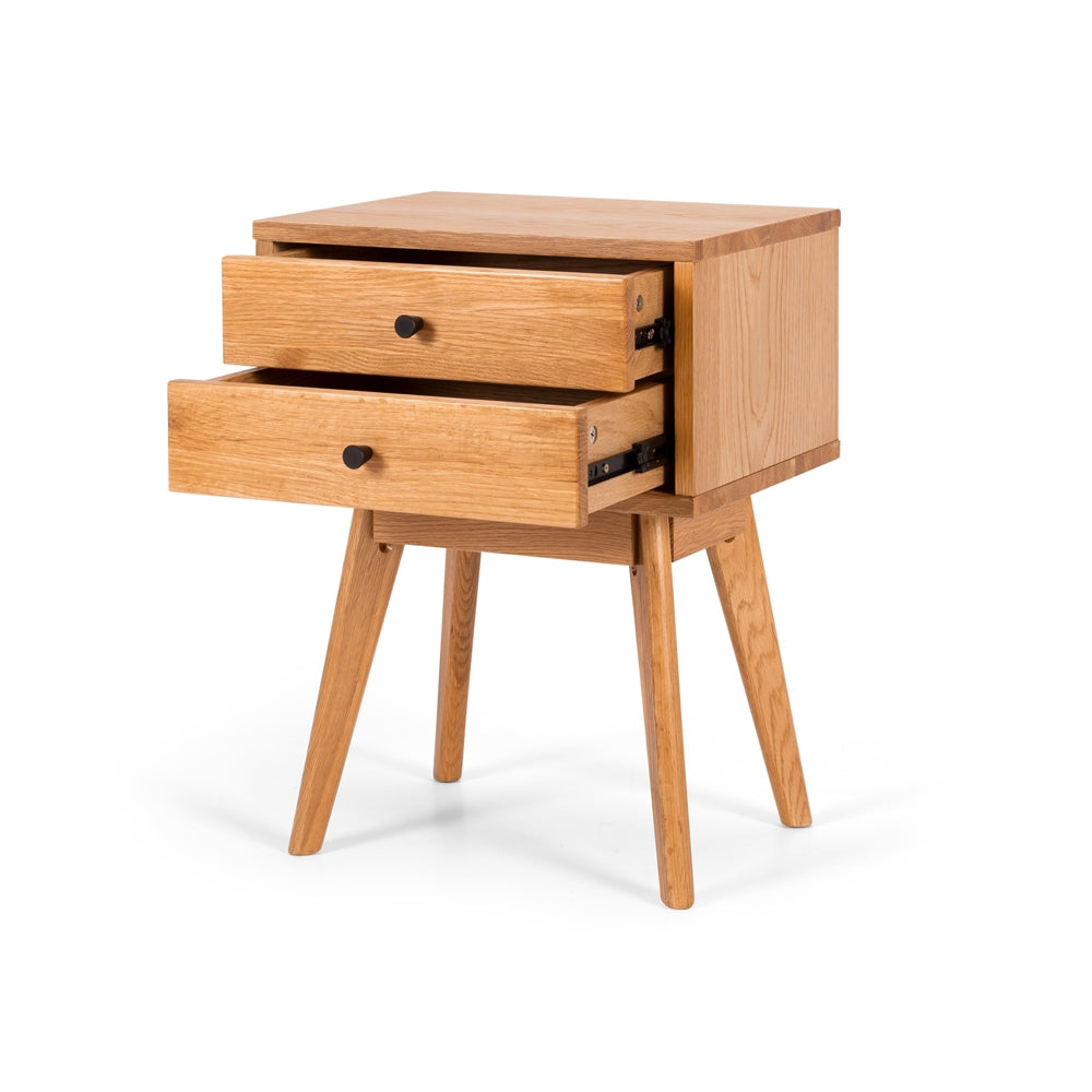 RADIUS OAK 2 DRAWER SIDE TABLE