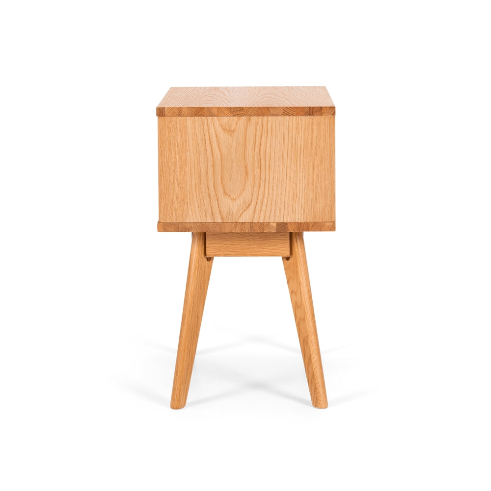 RADIUS OAK 2 DRAWER SIDE TABLE