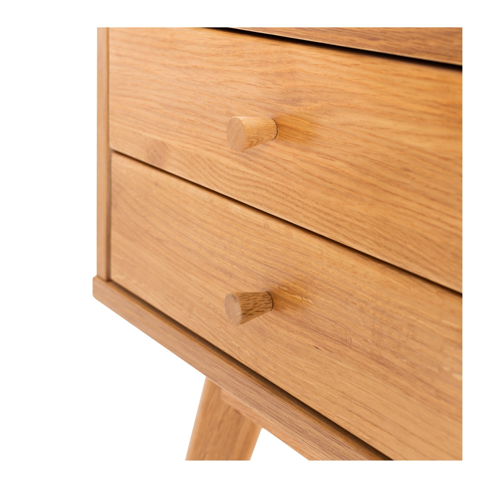 RADIUS OAK 2 DRAWER SIDE TABLE