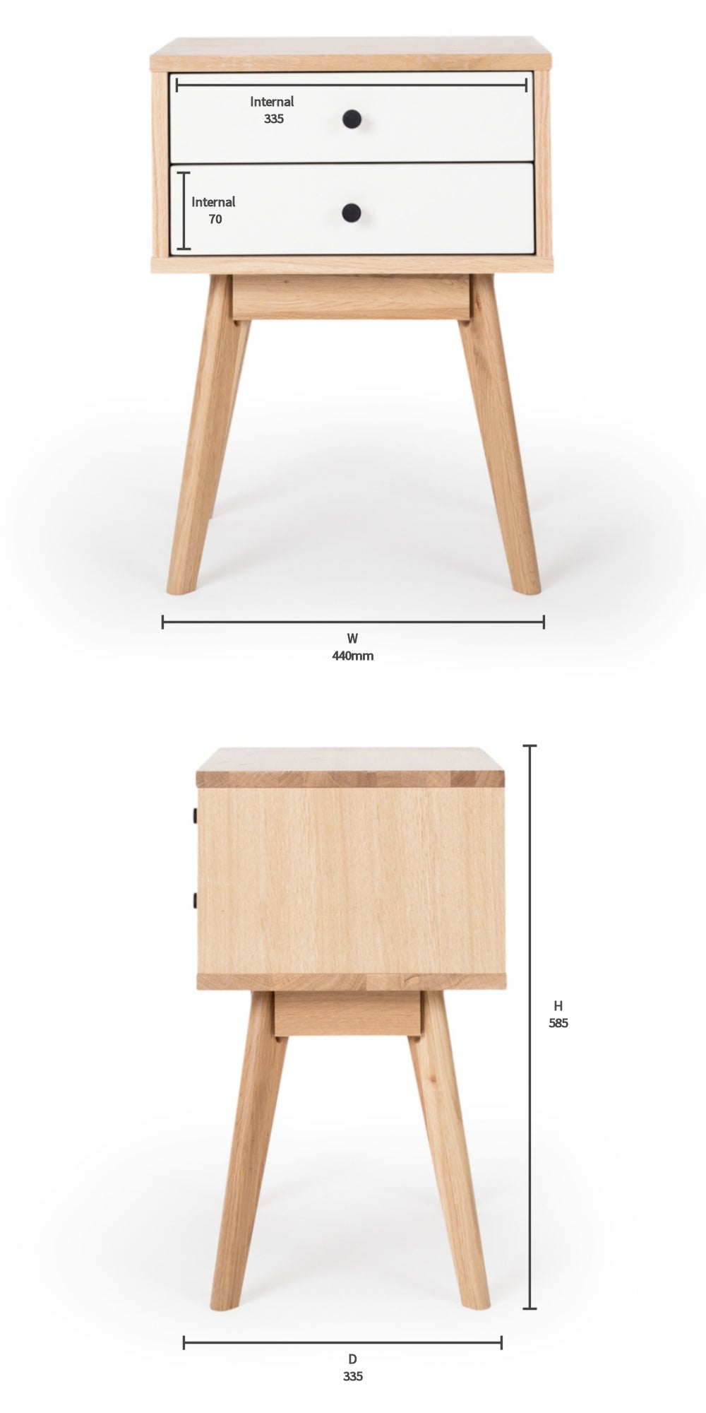 RADIUS 2 DRAWER SIDE TABLE | WHITE