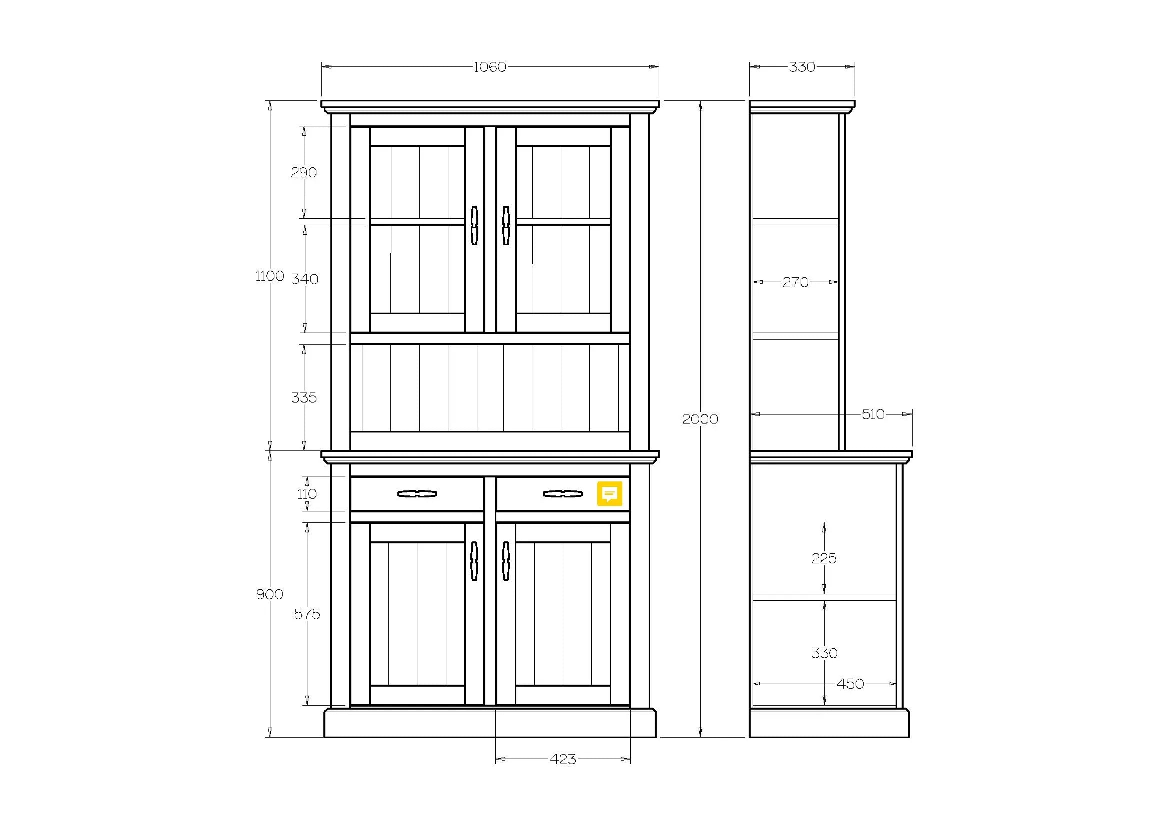 CHARLTON 2 DOOR HUTCH DRESSER | NZ MADE