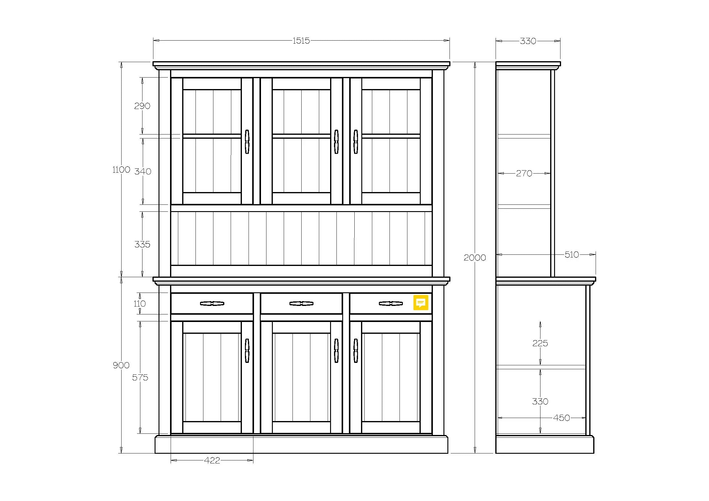 Charlton 3 Door Hutch Dresser | NZ Made