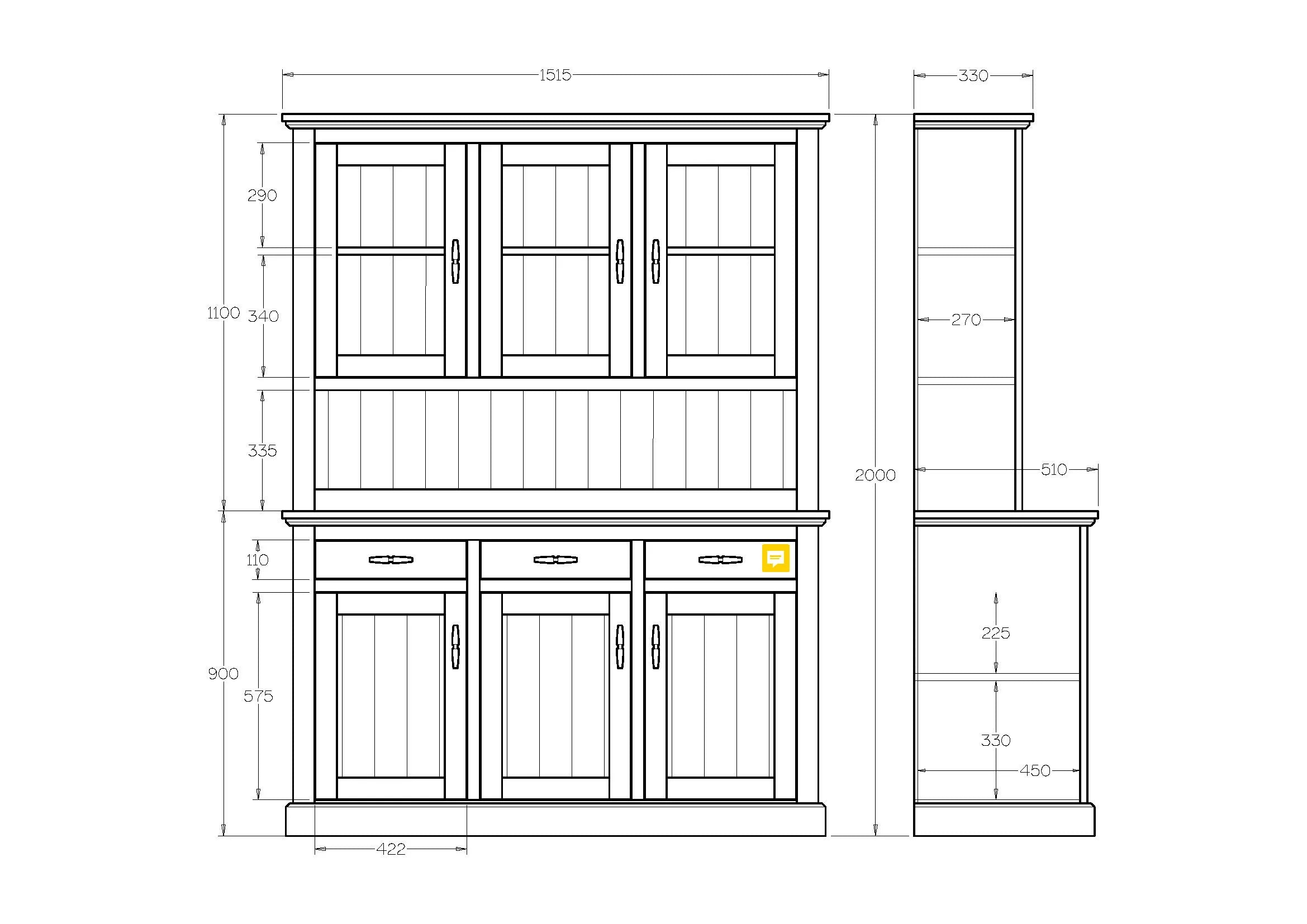 GAVARDO 3 DOOR HUTCH DRESSER | NZ MADE