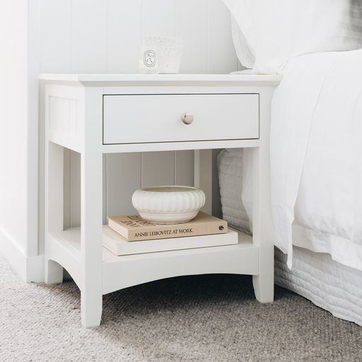 JESSICA WHITE 1 DRAWER BEDSIDE TABLE