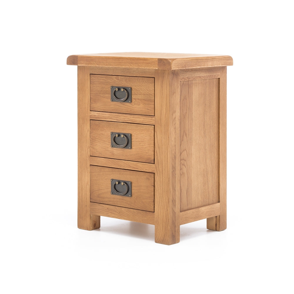 SALISBURY OAK 3 DRAWER BEDSIDE CABINET