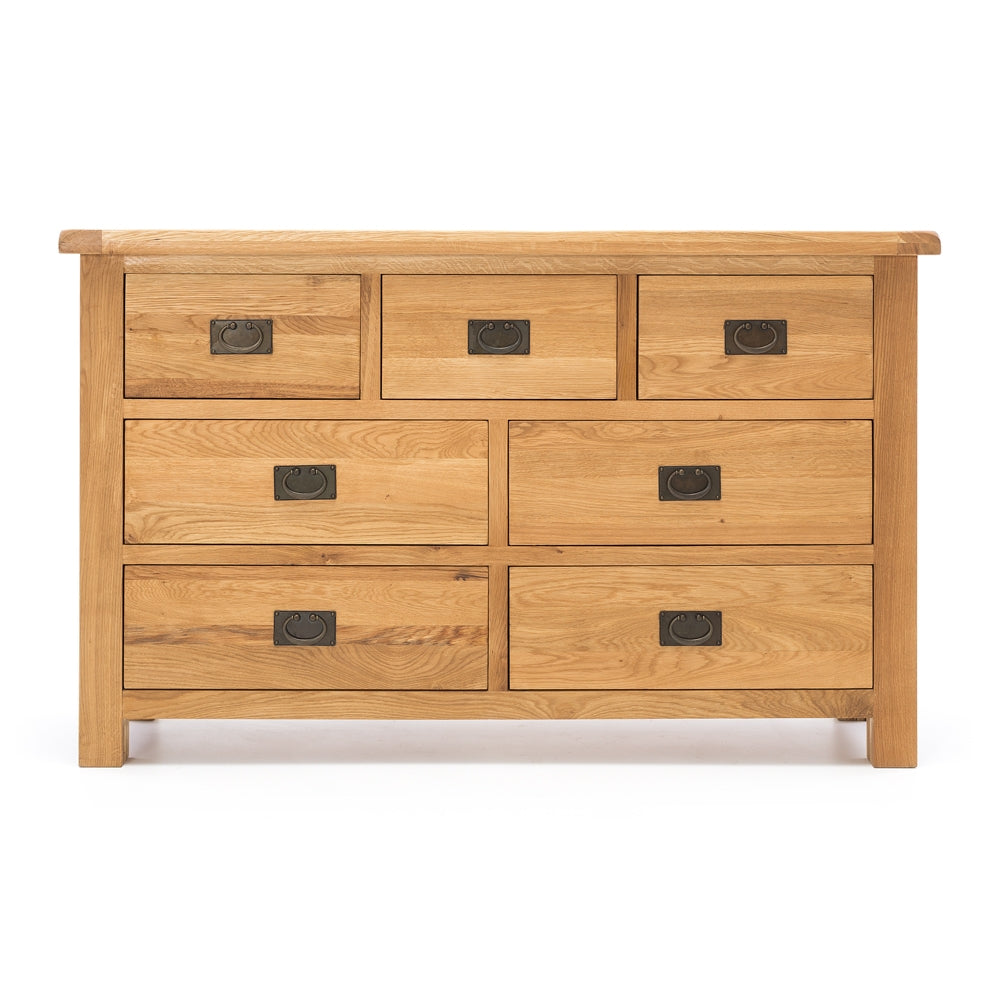 TUDOR OAK 7 DRAWER LOWBOY