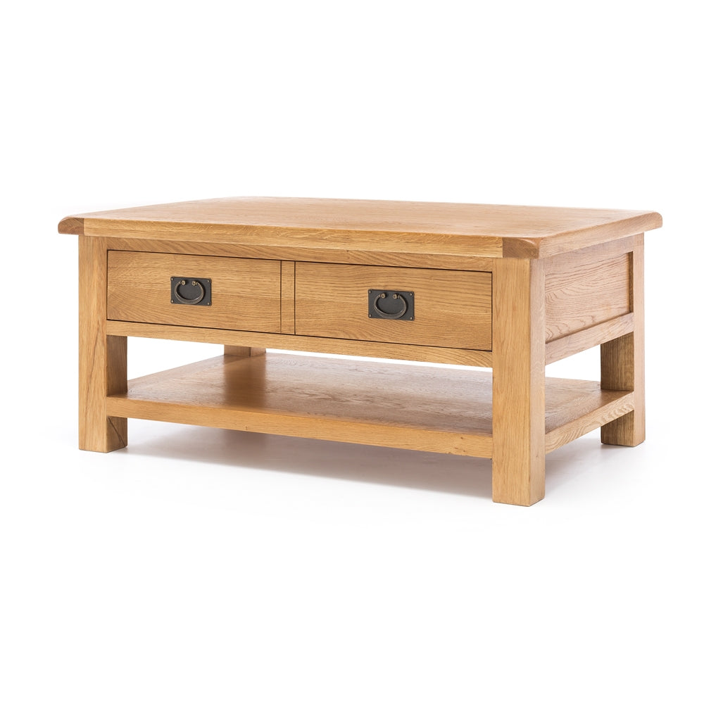 TUDOR OAK LARGE COFFEE TABLE WITH DRAWER