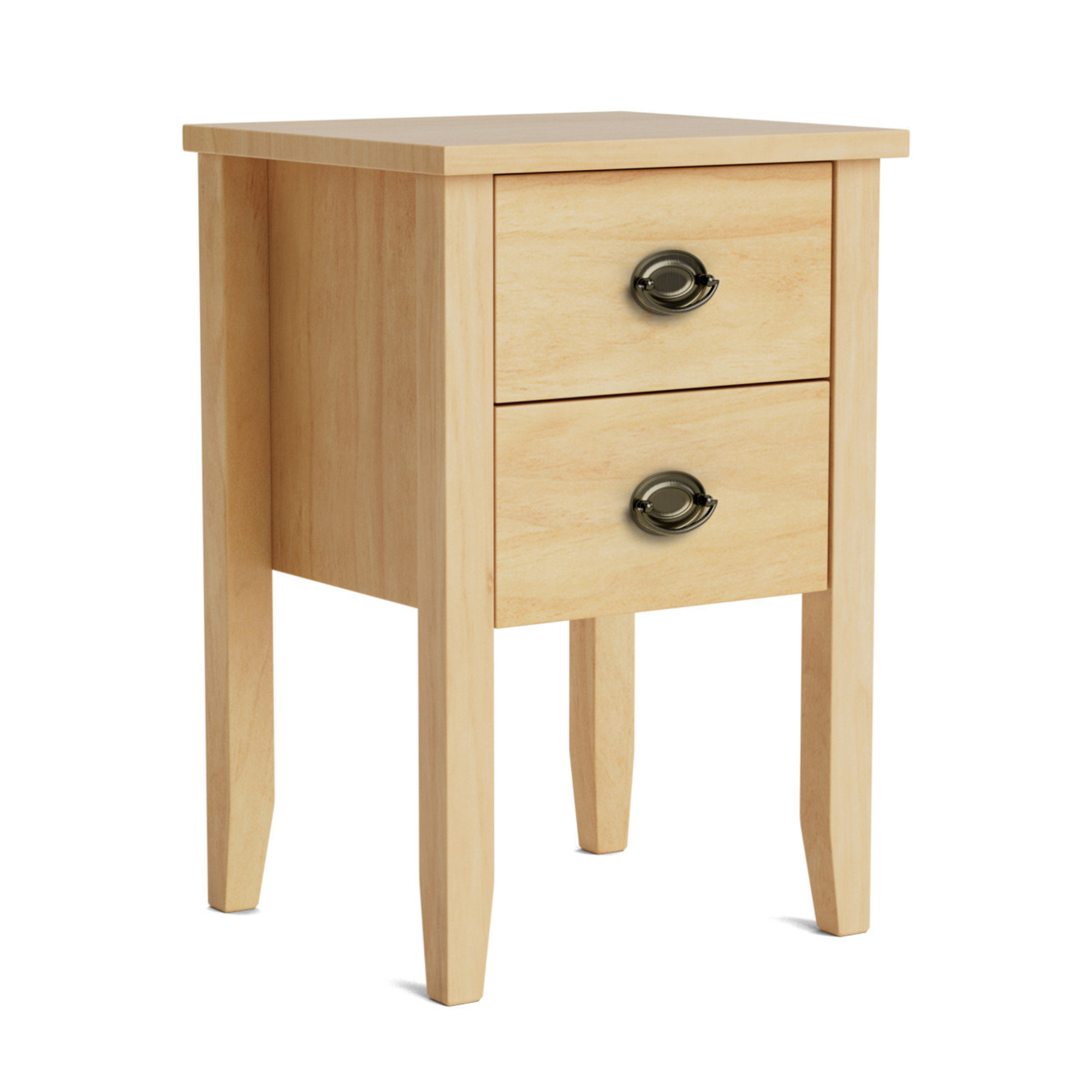 Ivydale Pine Slim 2 Drawer Bedside Cabinet | NZ Made