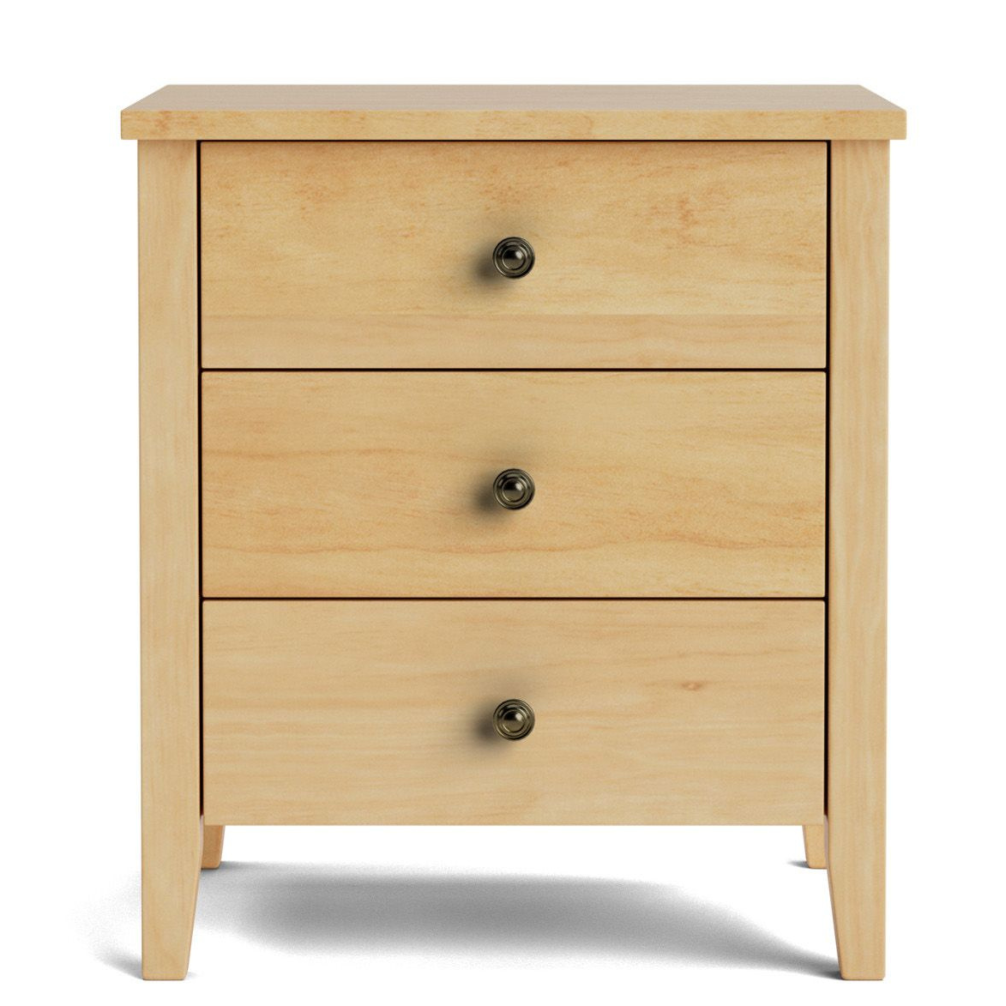 IVYDALE 3 DRAWER WIDE BEDSIDE CABINET | PINE OR AMERICAN ASH | NZ MADE