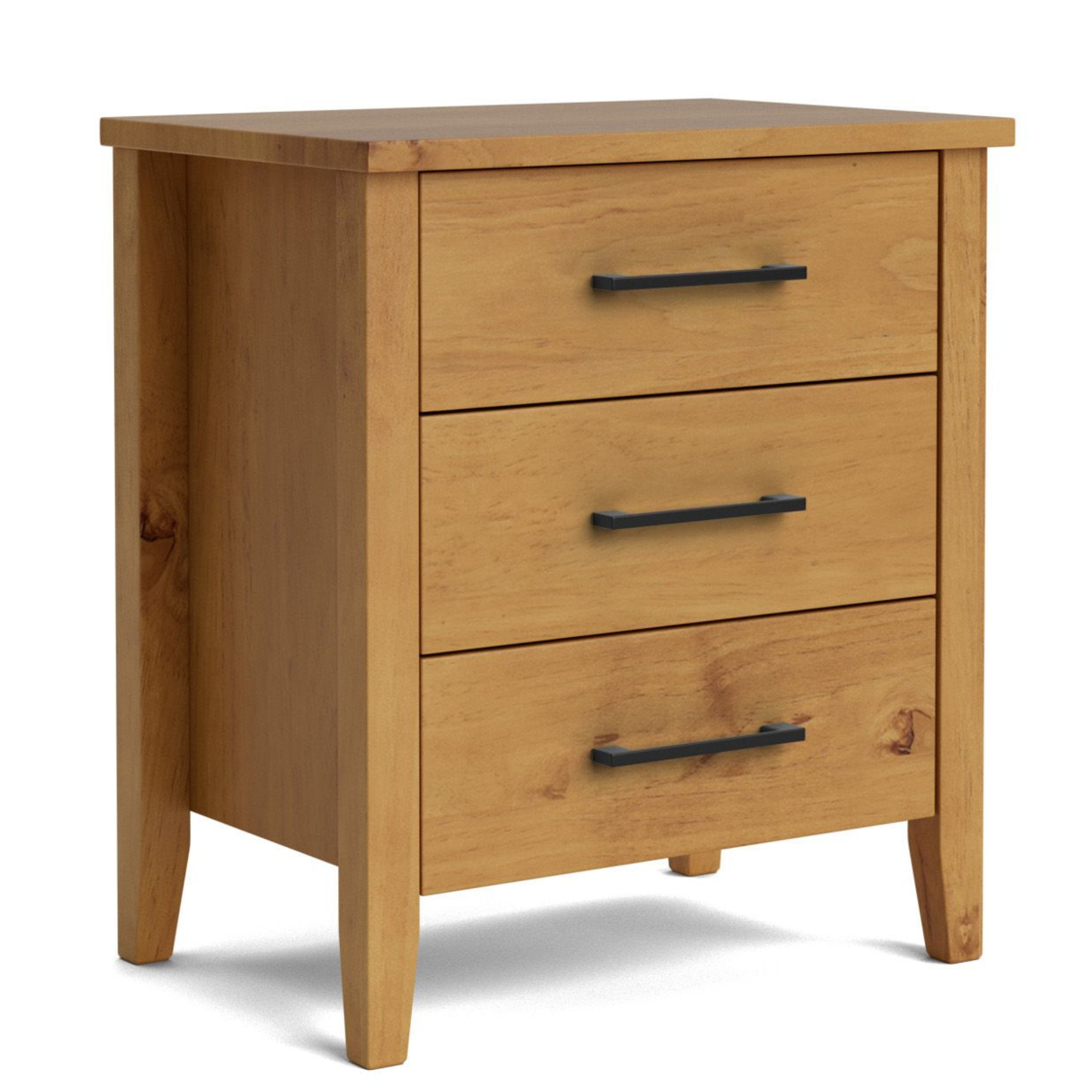 IVYDALE 3 DRAWER WIDE BEDSIDE CABINET | PINE OR AMERICAN ASH | NZ MADE