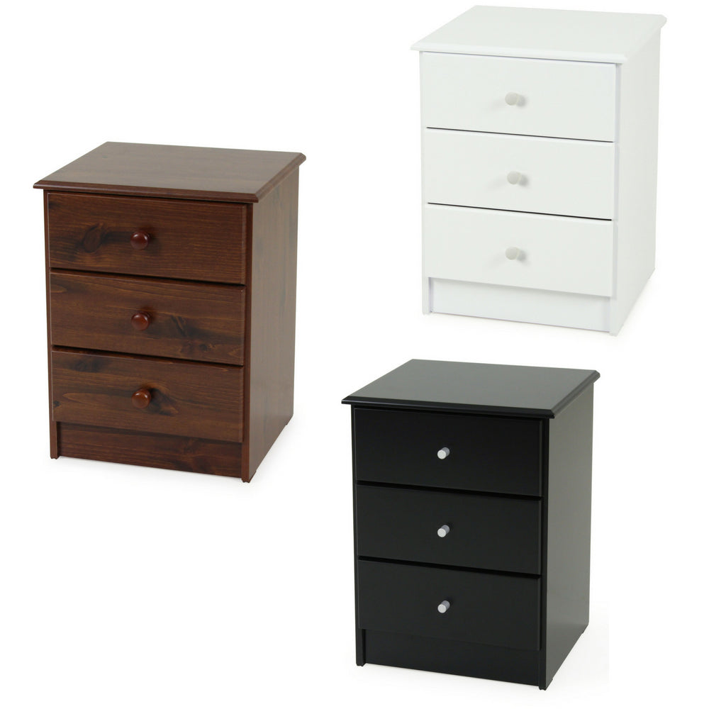 KINGSTON 3 DRAWER BEDSIDE CABINET | 3 COLOURS