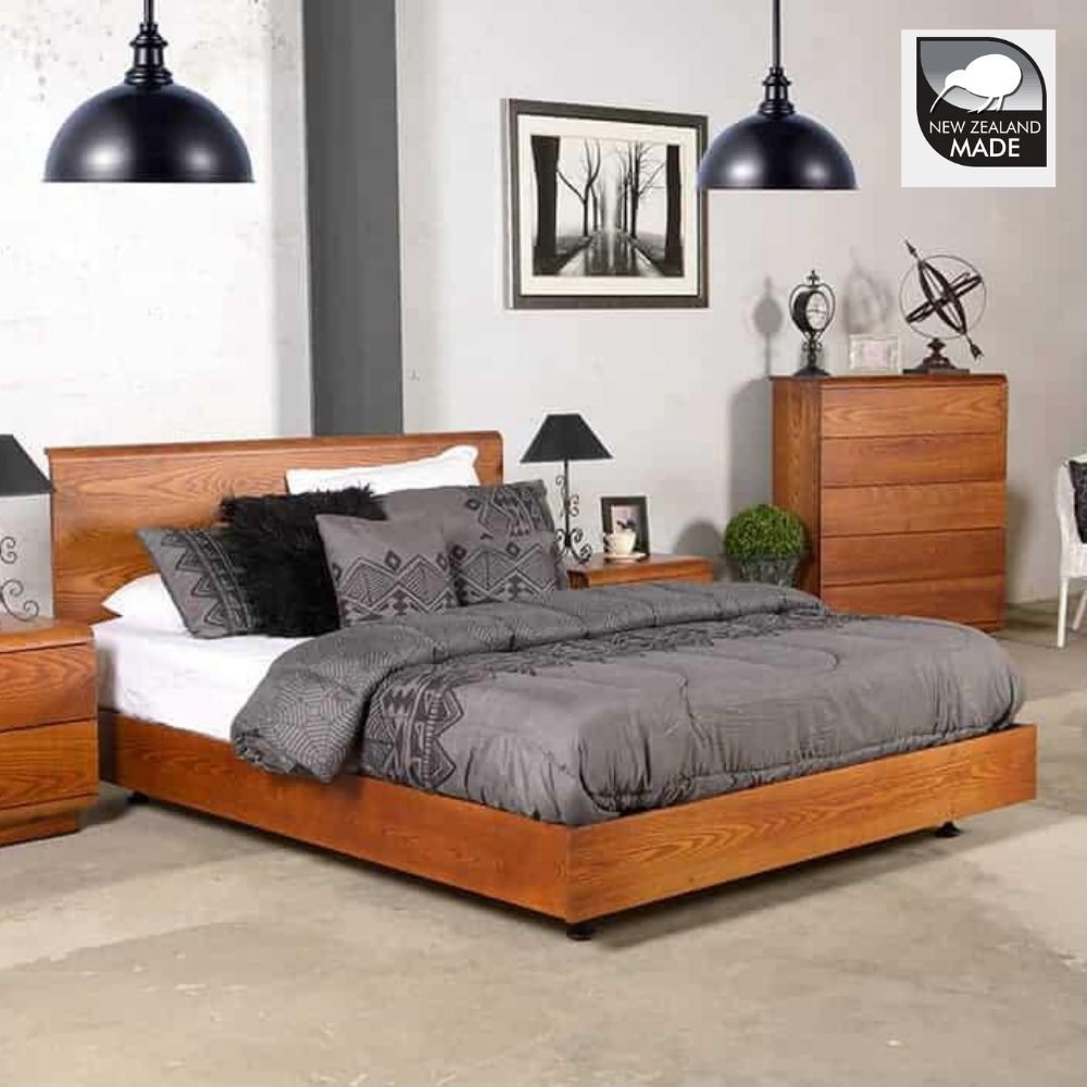 KARAMEA ASH SLAT BED | SINGLE TO SUPER KING | NZ MADE | 7 STAIN OPTIONS