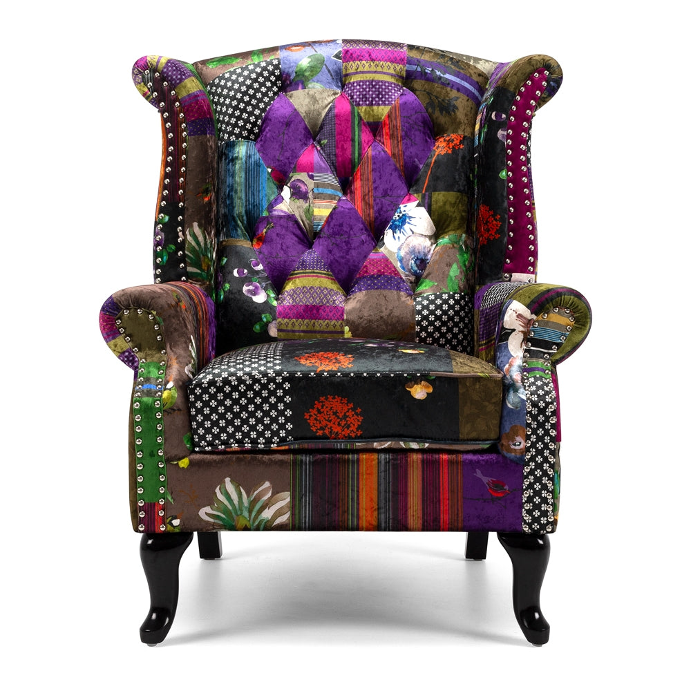 PATCHWORK WINGBACK CHAIR