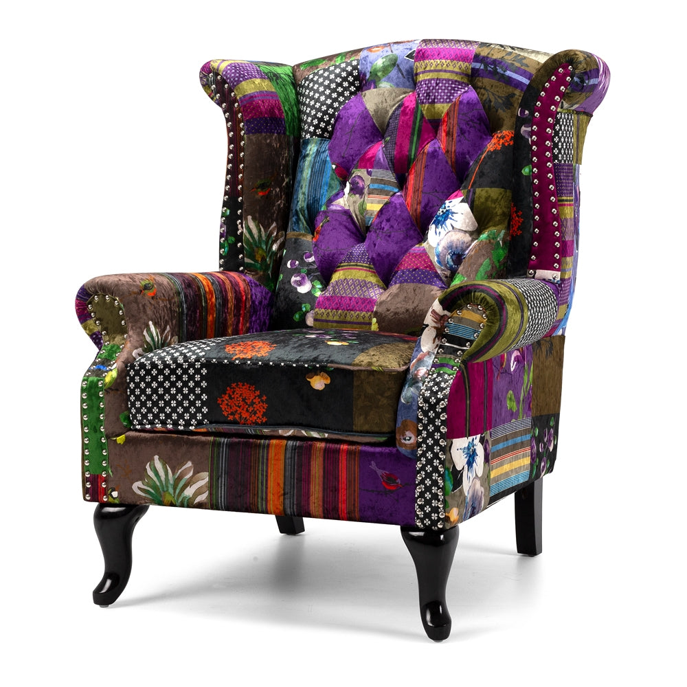 PATCHWORK WINGBACK CHAIR