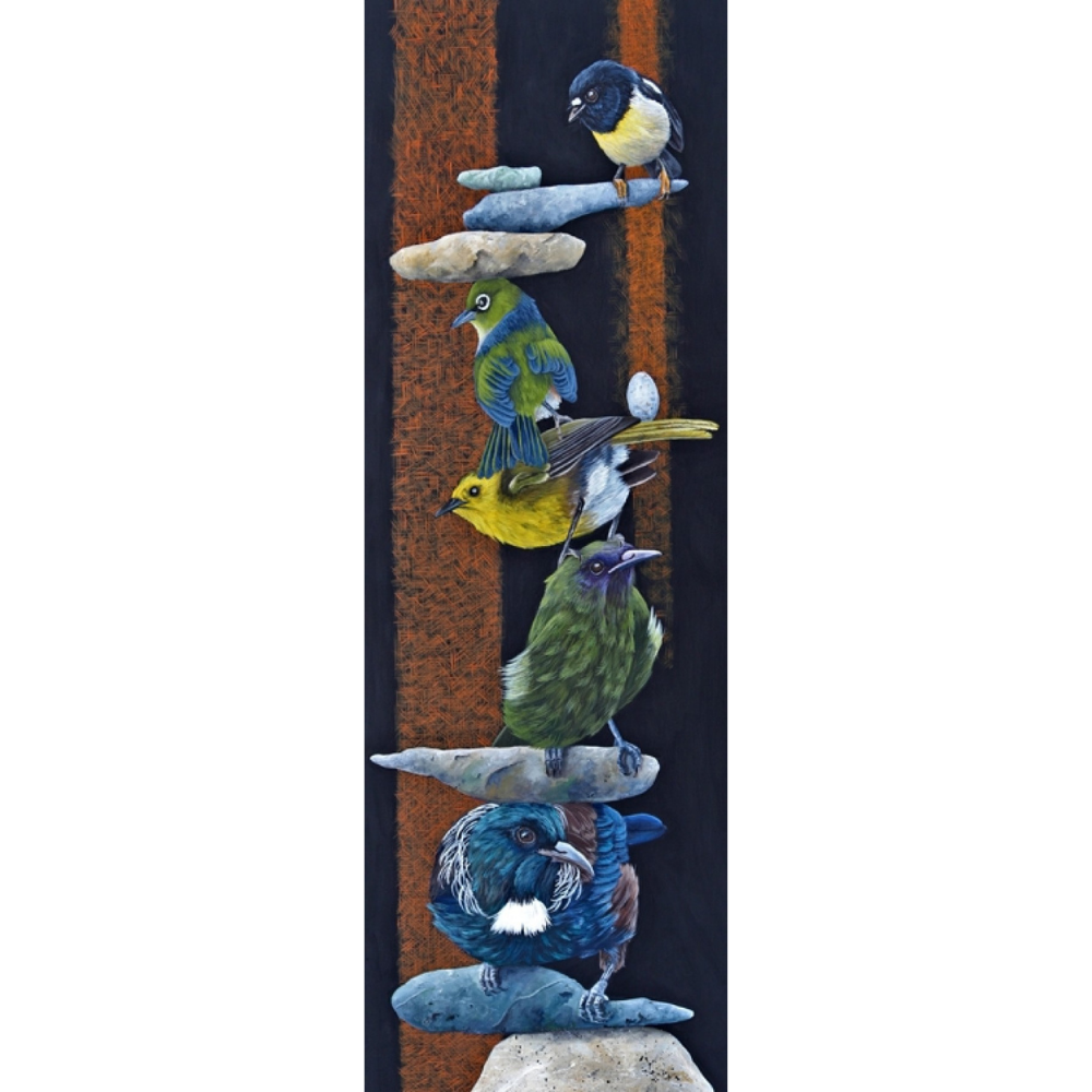 NATIVES BALANCING ACT | CANVAS STRETCHED AND READY TO HANG | MARIE REID-BEADLE | NZ MADE