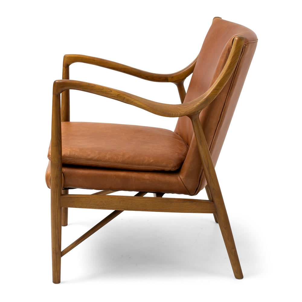 FINN LEATHER ARMCHAIR | COGNAC