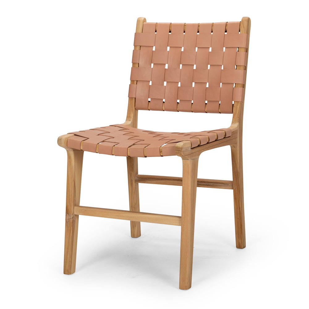 INDO PLUSH LEATHER WOVEN DINING CHAIR