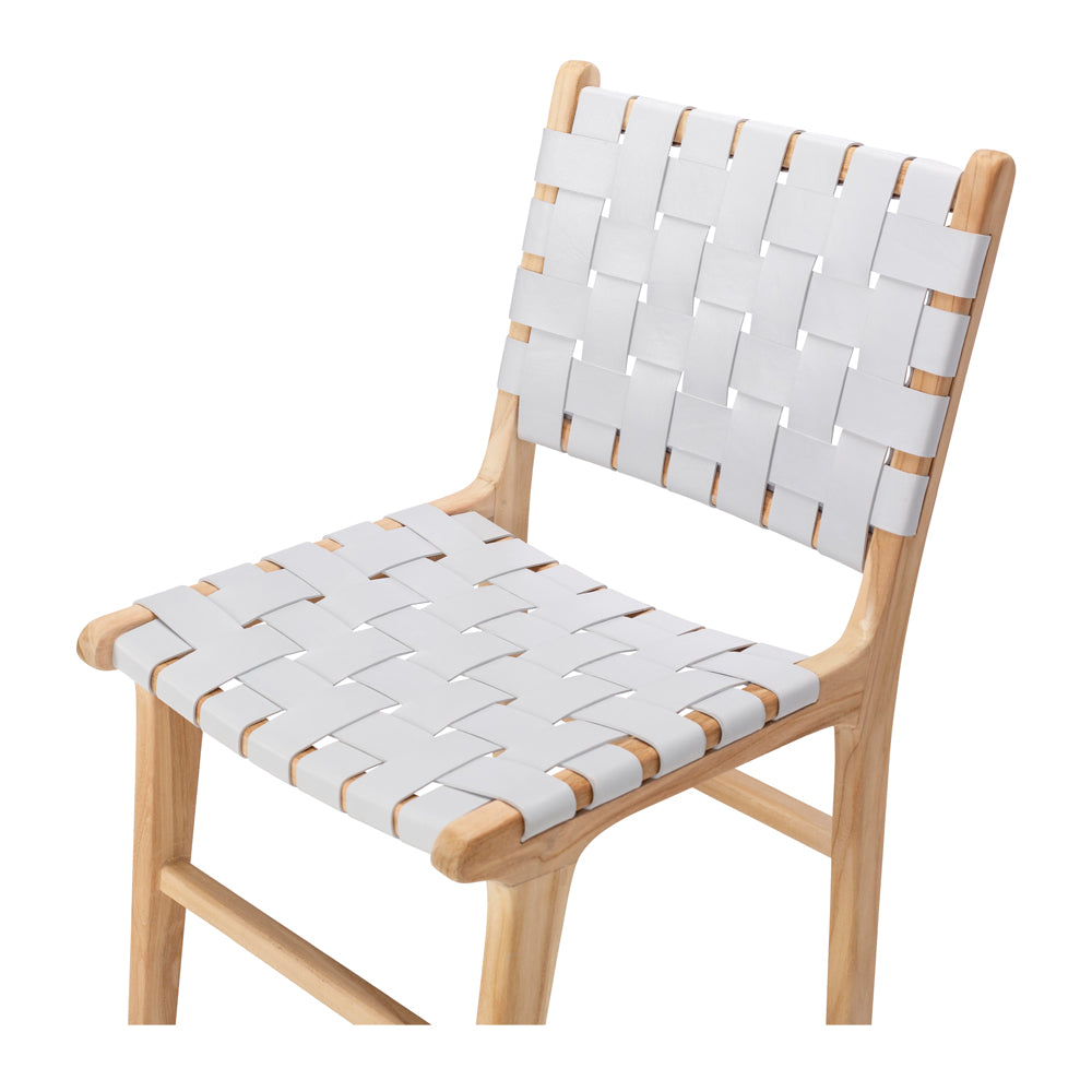 INDO GREY LEATHER WOVEN DINING CHAIR