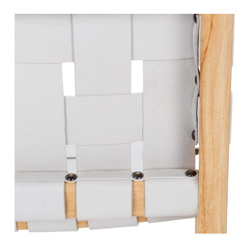 INDO GREY LEATHER WOVEN DINING CHAIR