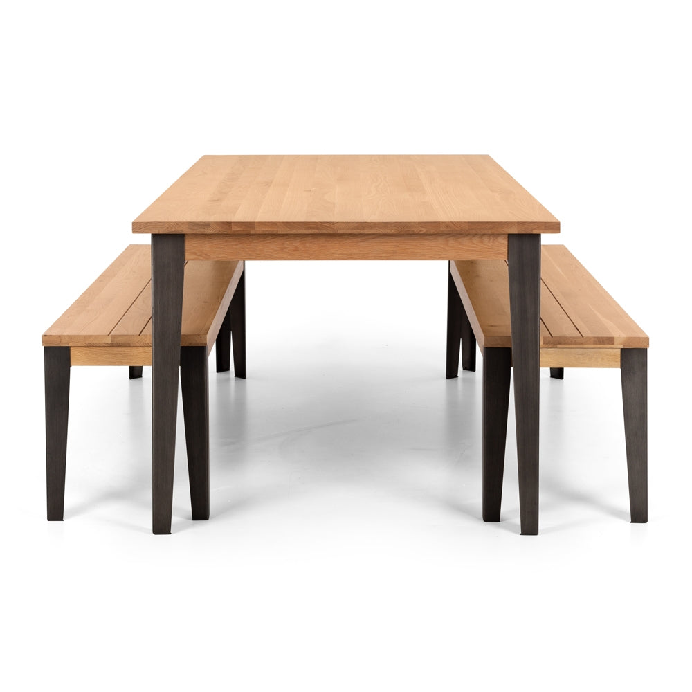 KAREL SOLID OAK DINING SUITE | TABLE & 2 BENCH SEATS