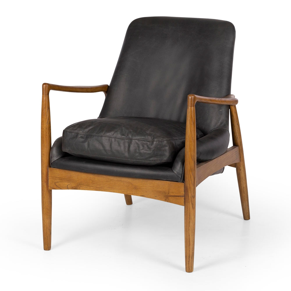 STEINER ANILINE LEATHER ARMCHAIR | BLACK