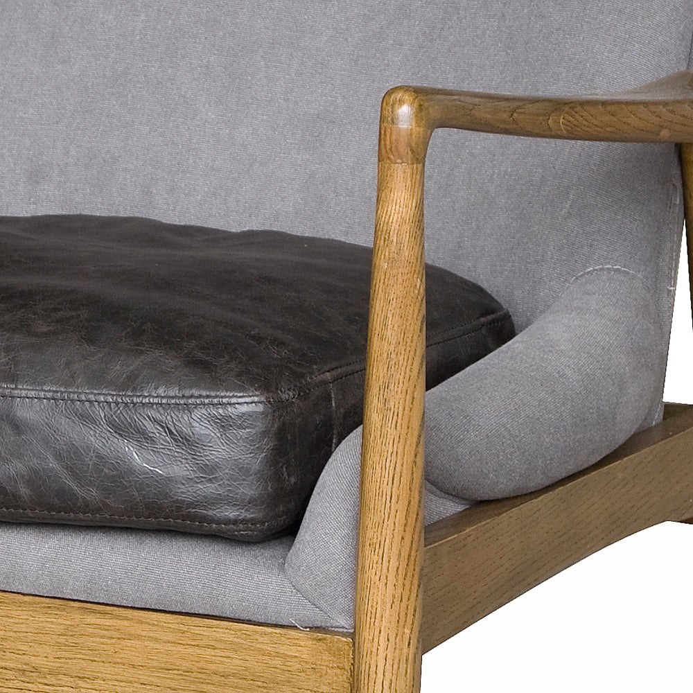 STEINER ARMCHAIR | CEMENT CANVAS BROWN LEATHER