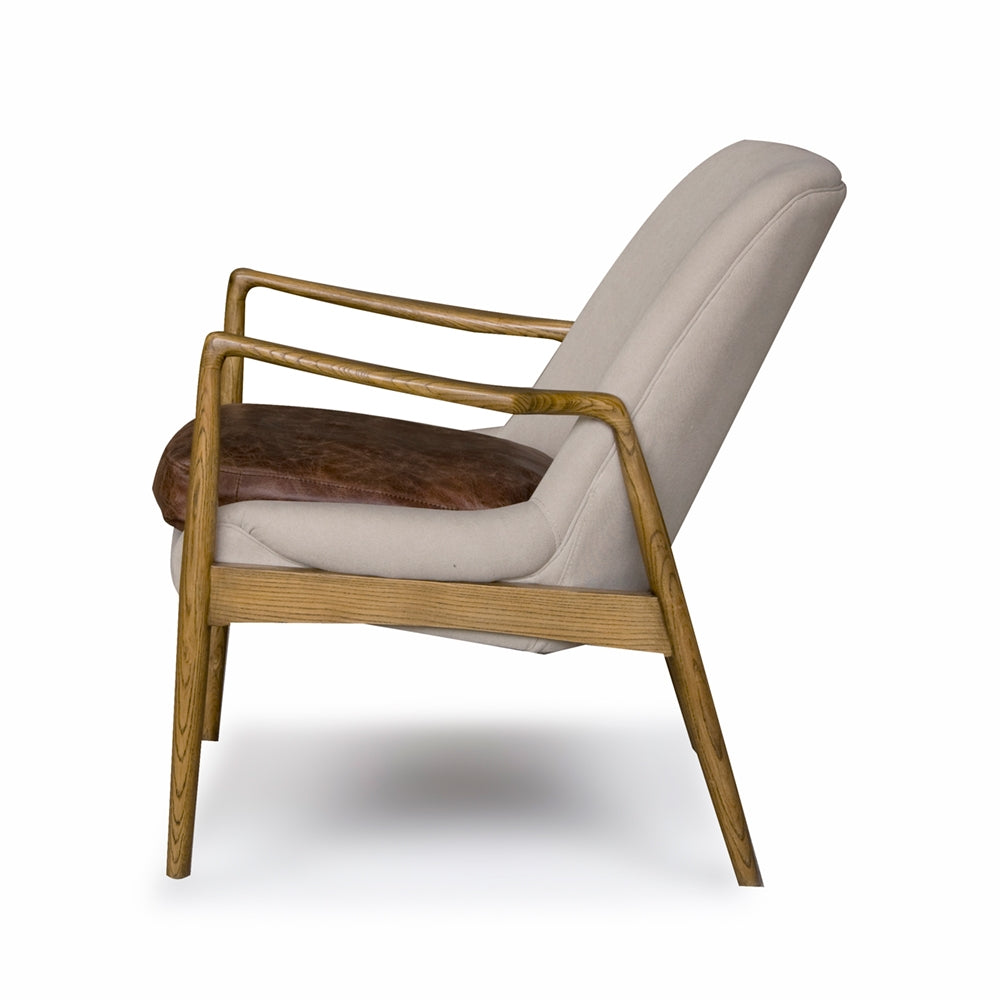 STEINER ARMCHAIR | CEMENT CANVAS BROWN LEATHER