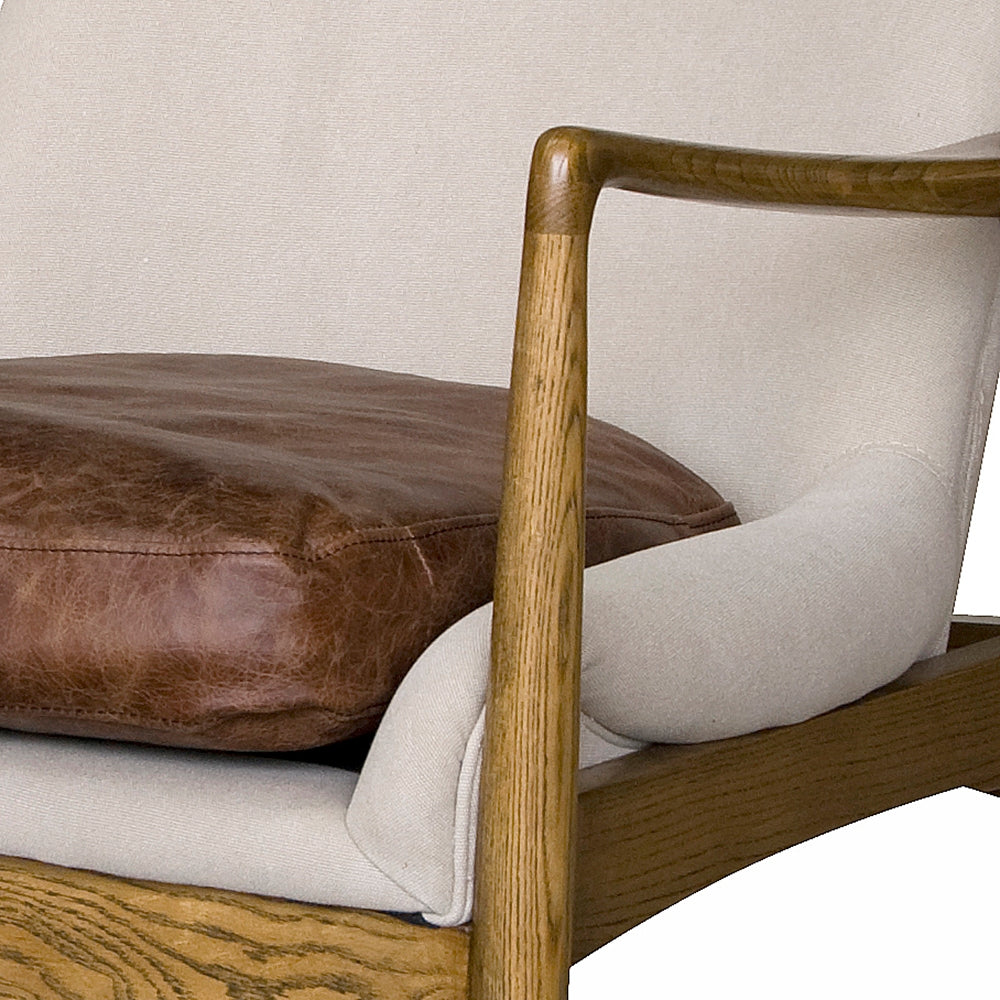STEINER ARMCHAIR | CEMENT CANVAS BROWN LEATHER