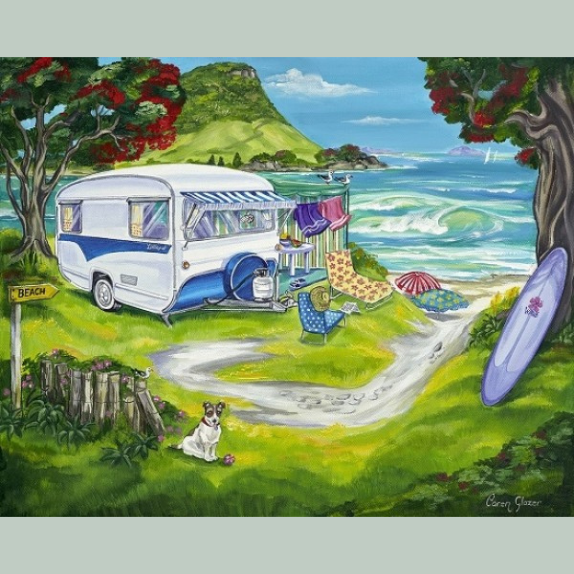 SEASIDE HOLIDAY | STRETCHED CANVAS READY TO HANG | CAREN GLAZER | NZ MADE