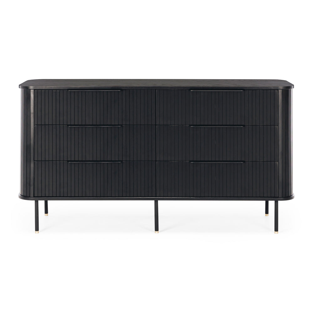 ANDERS 6 DRAWER LOWBOY - BLACK OAK