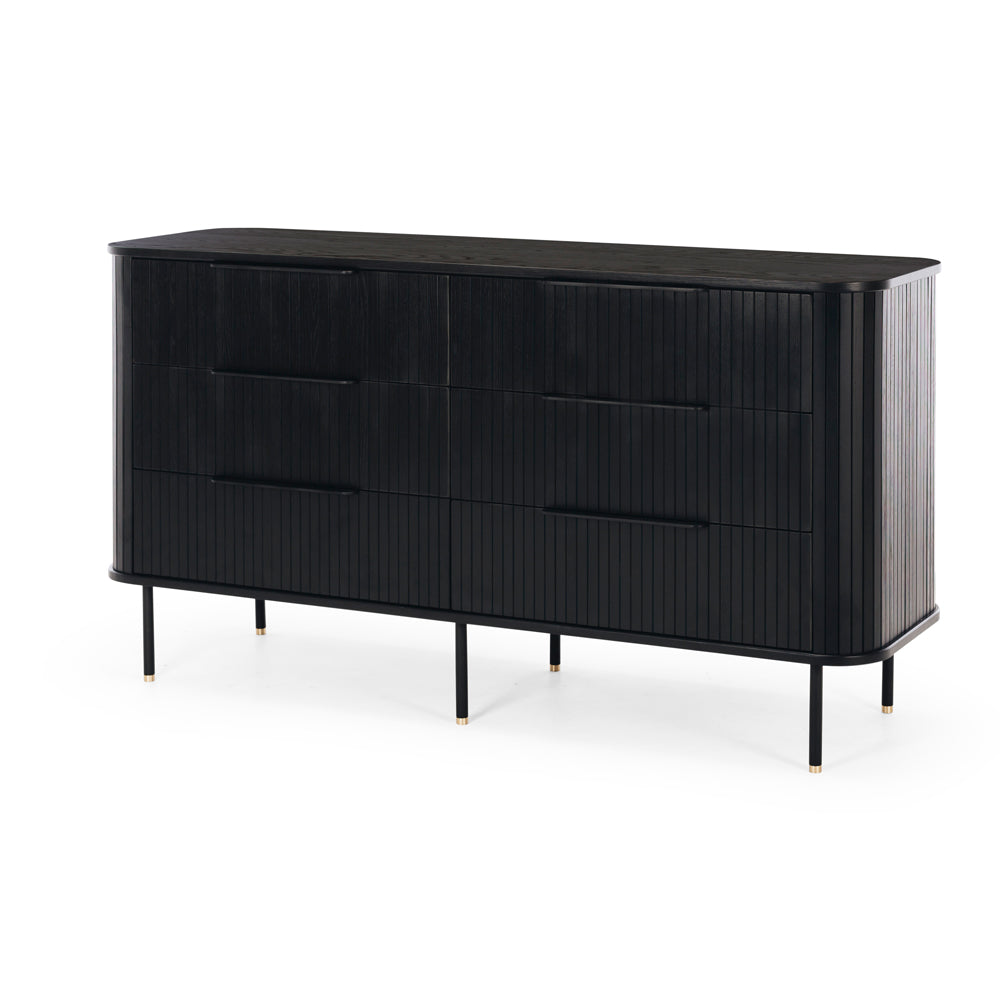 ANDERS 6 DRAWER LOWBOY - BLACK OAK