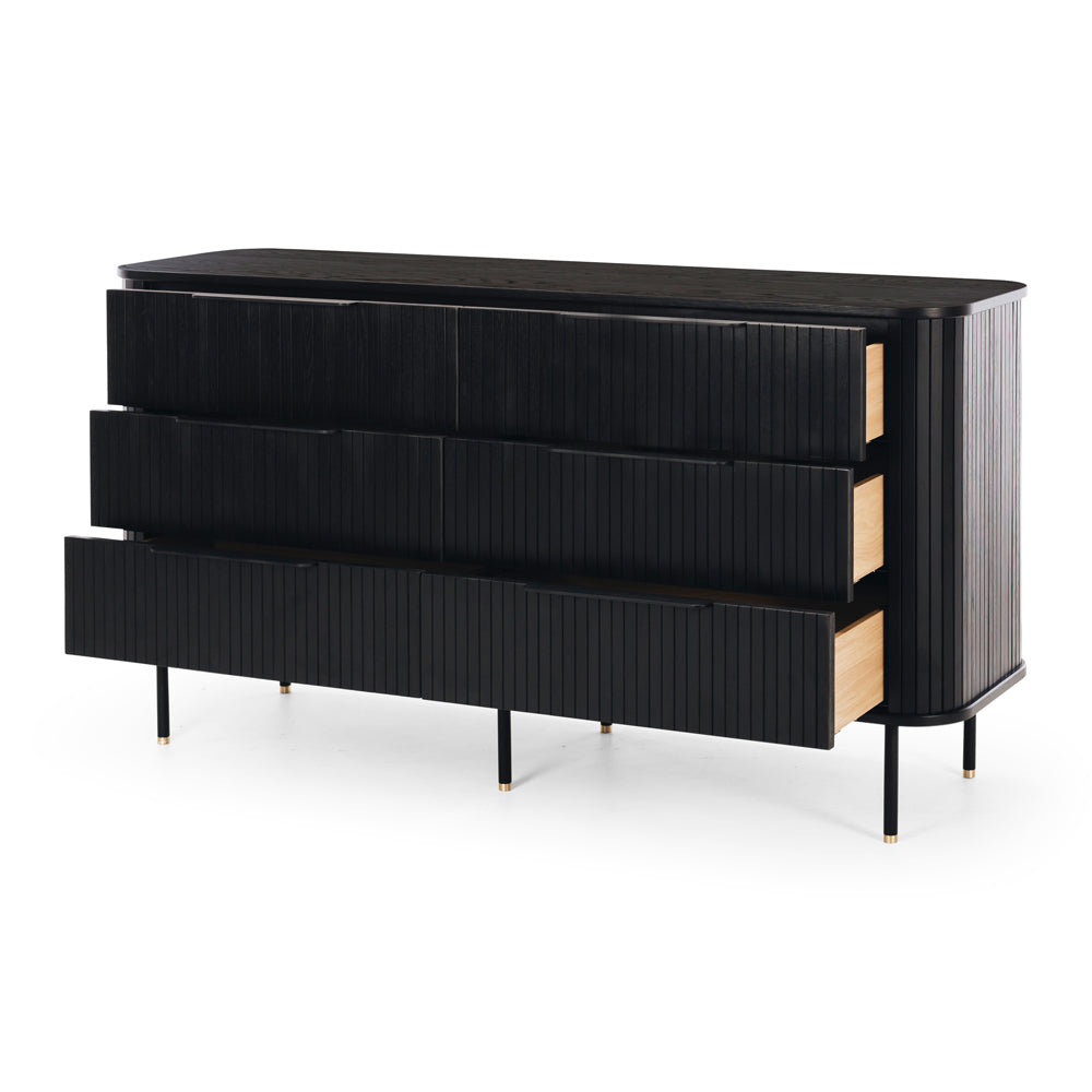 ANDERS 6 DRAWER LOWBOY - BLACK OAK