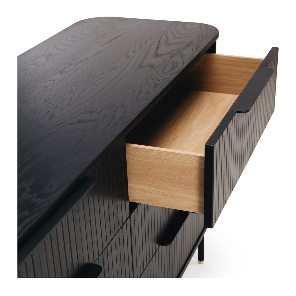 ANDERS 6 DRAWER LOWBOY - BLACK OAK