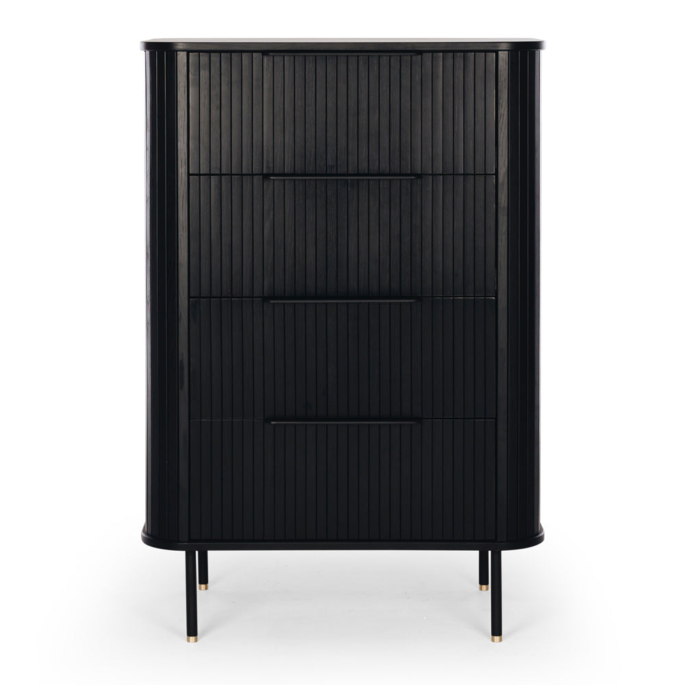 ANDERS 4 DRAWER TALLBOY - BLACK OAK