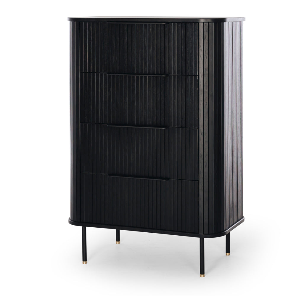 ANDERS 4 DRAWER TALLBOY - BLACK OAK