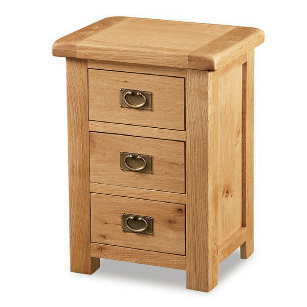 SALISBURY OAK 3 DRAWER BEDSIDE CABINET