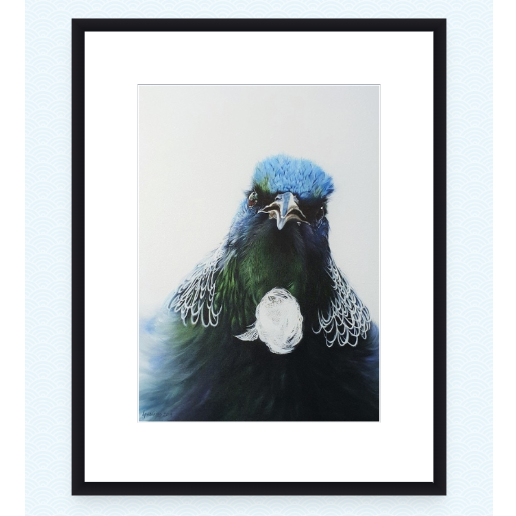 THE TALKATIVE TUI | CONTEMPORARY FRAME WITH MATT BOARD & GLASS | JANE CRISP | NZ MADE