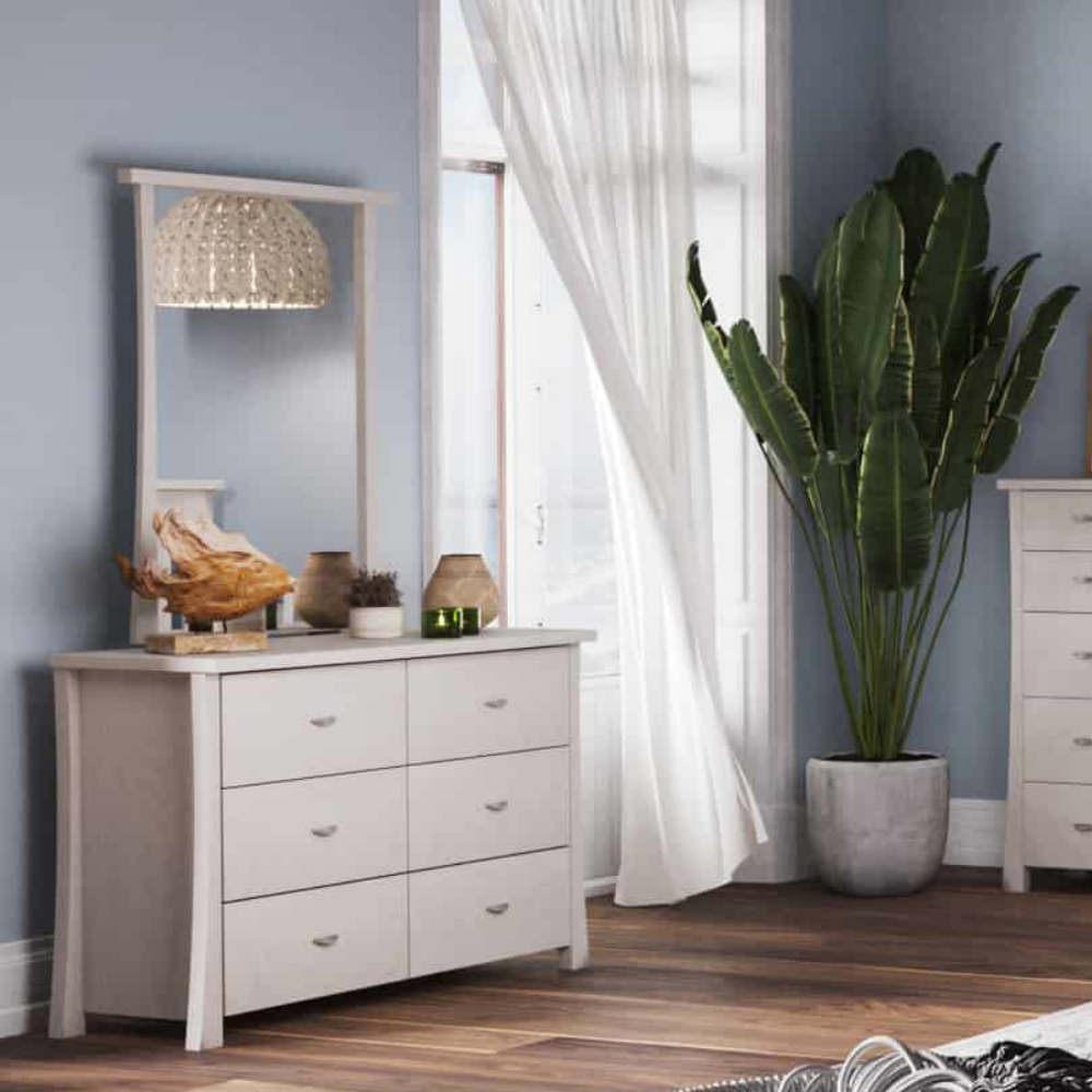 AMBROSE 6 DRAWER DRESSER WITH MIRROR | NZ MADE BEDROOM FURNITURE