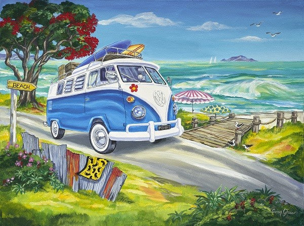 GONE SURFING | CANVAS STRETCHED READY TO HANG | CAREN GLAZER | NZ MADE