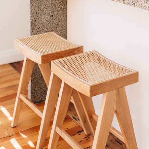 PALMA BARSTOOL | RATTAN SEAT | NATURAL OR BLACK OAK