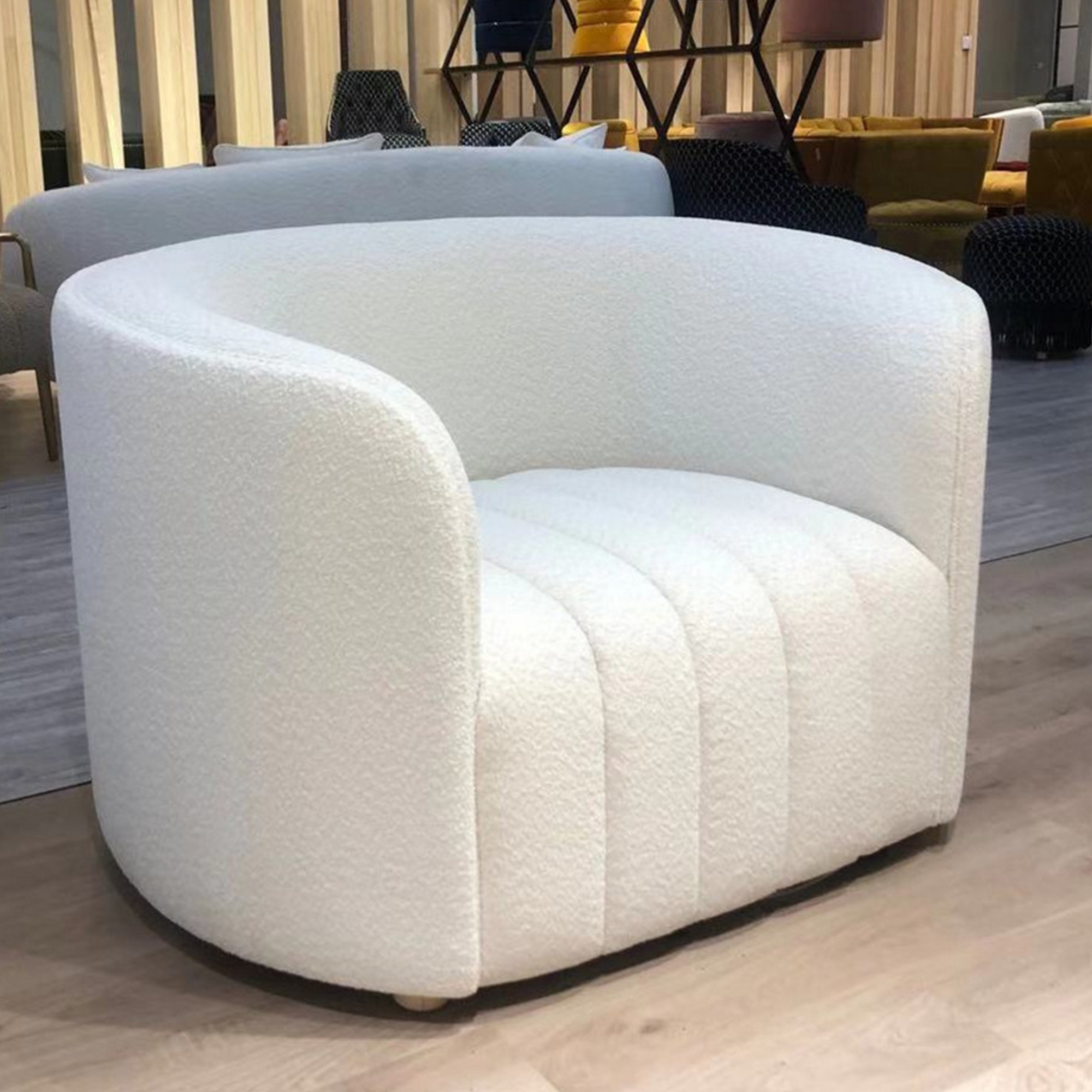 GISELLE CURVED BOUCLE OCCASIONAL CHAIR