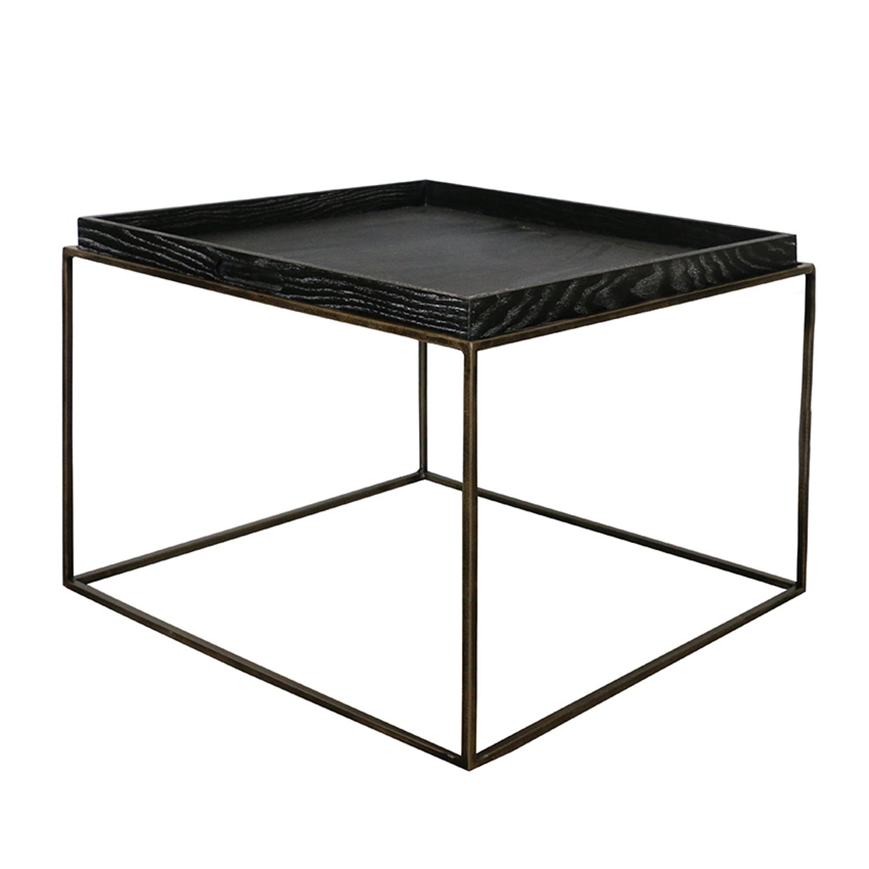 LE MARAIS OCCASIONAL TABLE WITH OAK TRAY TOP AND BLACK METAL LEGS