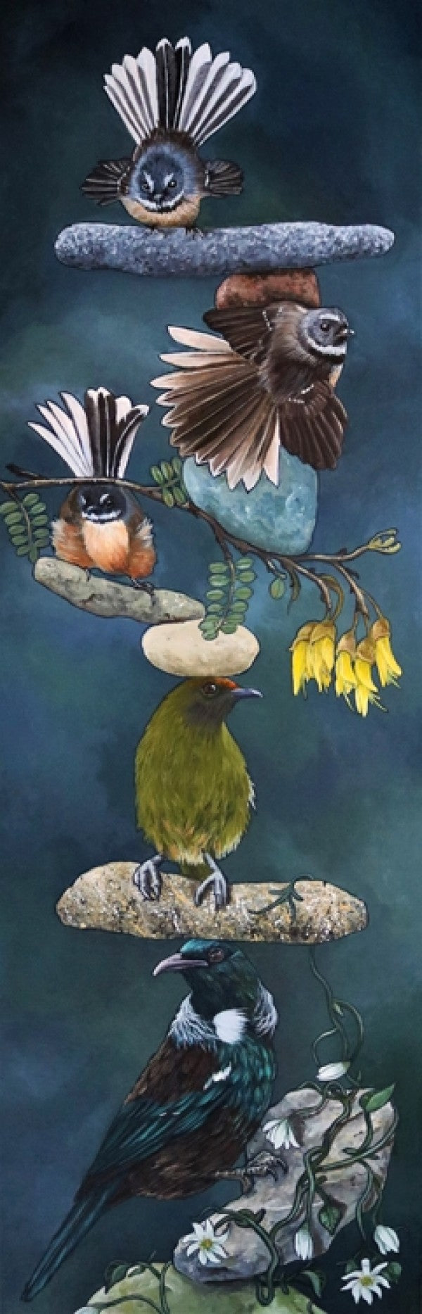 NATIVES BALANCING ACT | CANVAS STRETCHED AND READY TO HANG | MARIE REID-BEADLE | NZ MADE