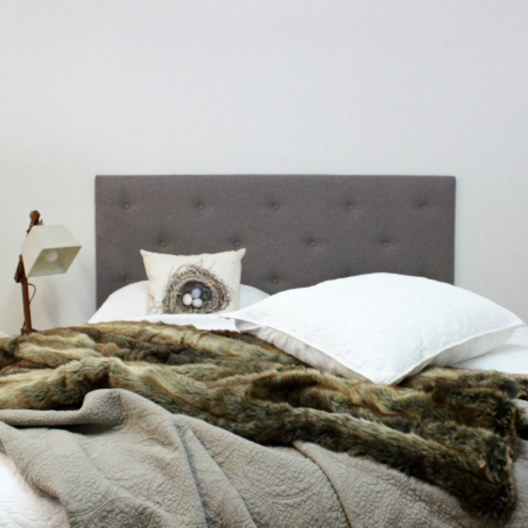 Faux fur headboard deals