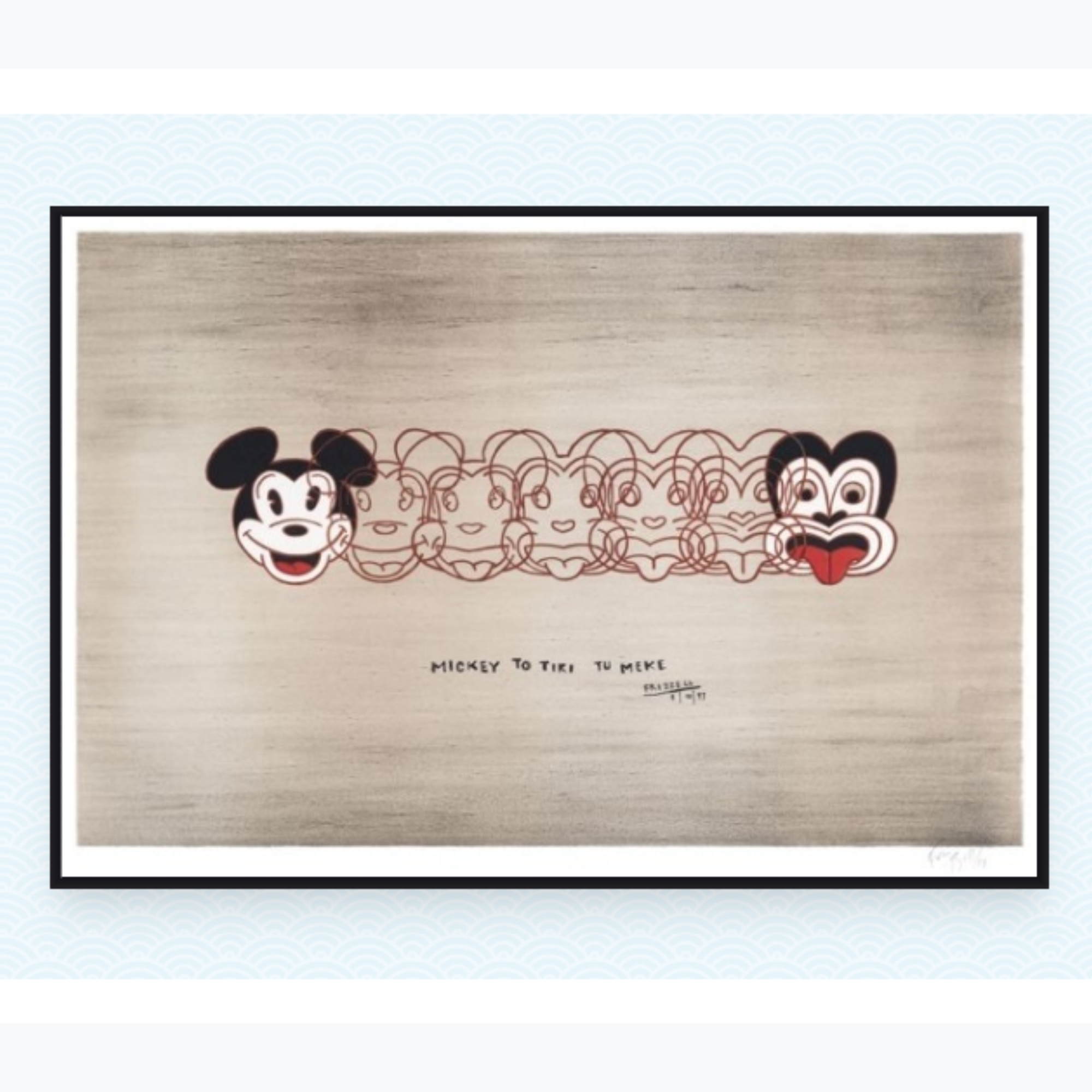 MICKEY TO TIKI TU MEKE OR TIKI TO MICKEY | BOX FRAMED READY TO HANG | DICK FRIZZELL | NZ MADE