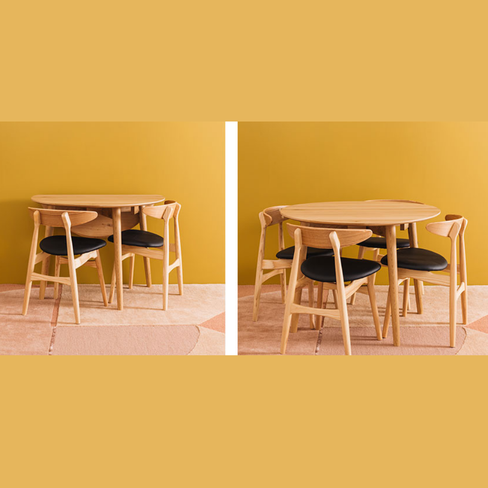 NORDIK ROUND DROP-LEAF DINING TABLE