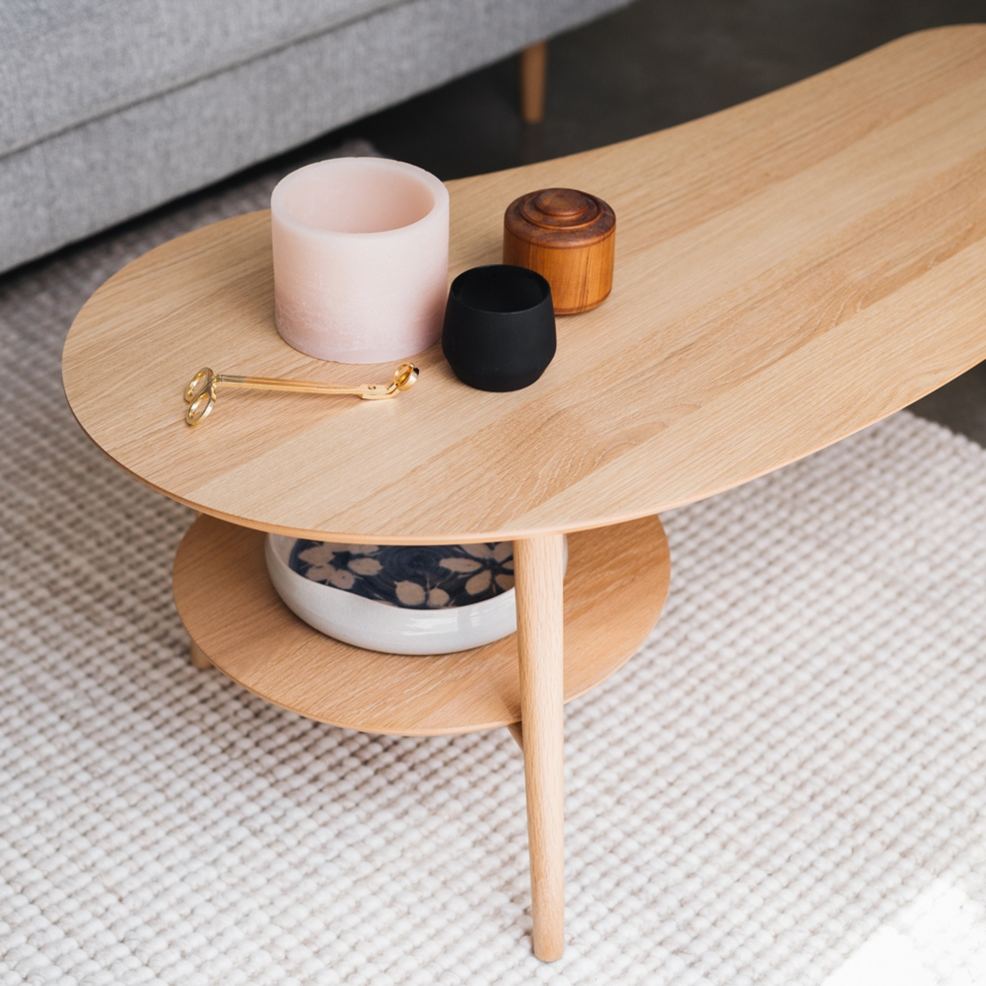 OSLO SHAPED COFFEE TABLE WITH SHELF