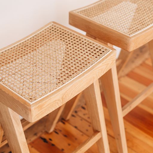PALMA BARSTOOL | RATTAN SEAT | NATURAL OR BLACK OAK
